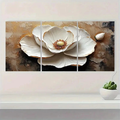 3pcs Textured Abstract Flower Painting TR  Wall Art Set Canvas Framed 50x70cm - High Quality Print 100% Australian Made Wall Canvas Ready to Hang