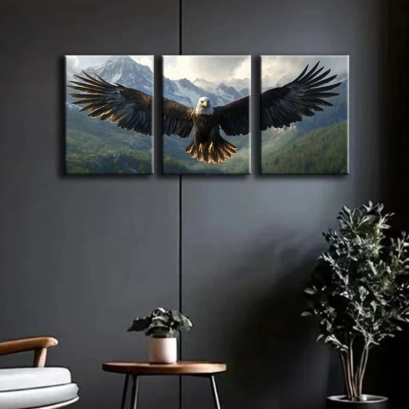 3pcs Nature Mountain Flying Eagle Metal Print Ready to Hang Art