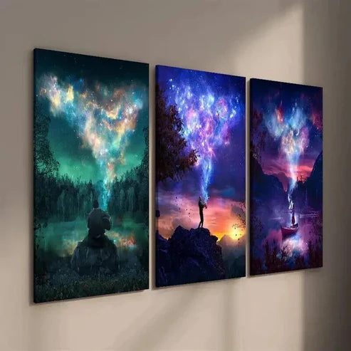 3pcs Fantasy Galaxy The Milky Way Heart Nebula Wall Art Set Canvas Unframed - High Quality Print 100% Australian Made Wall Canvas