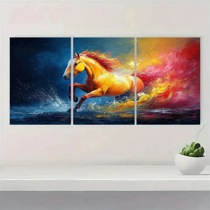 3pcs Oil Painting Abstract Horse Wall Art Canvas Unframed – High Quality Print 100% Australian Made Wall Canvas