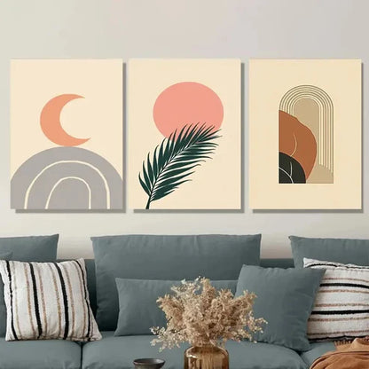 3pcs Abstract Modern Boho Green Wall Art Set Canvas Unframed - High Quality Print 100% Australian Made Wall Canvas - Bella Home Decor