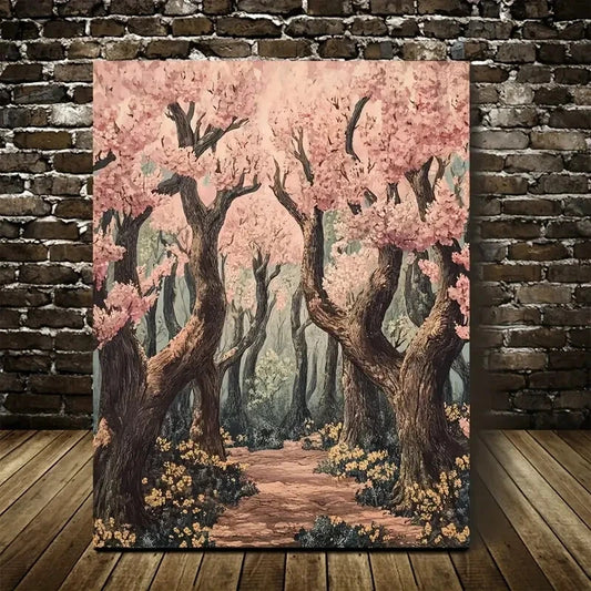 Flourishing Pear Tree Forest with Pink Blossoms 40x60cm Metal Print Ready to Hang - Bella Home Decor