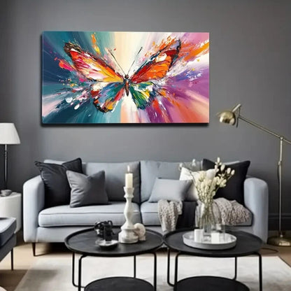 Vibrant Butterfly Blue & Purple Wall Art Canvas Office Home Room Framed 120x60cm - Bella Home Decor
