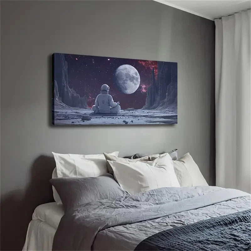 An Astronaut Meditating Wall Art Canvas Office Home Room Framed 120x60cm - Bella Home Decor