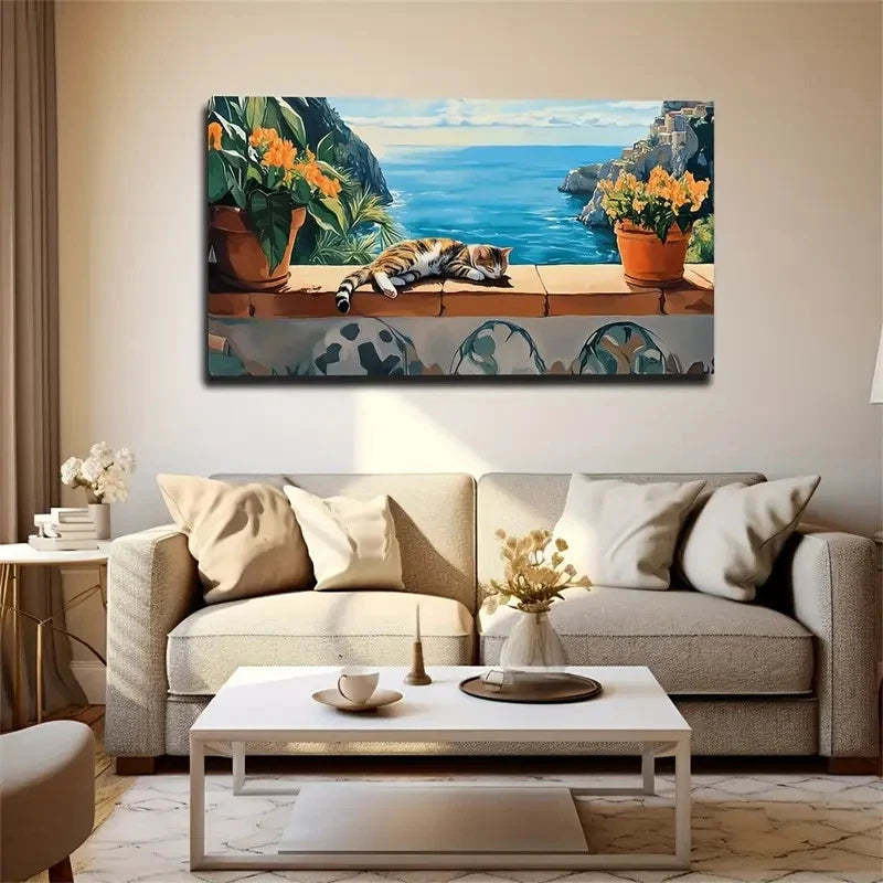 Beautiful Sea View Buildings Wall Art Canvas Office Home Room Framed 120x60cm