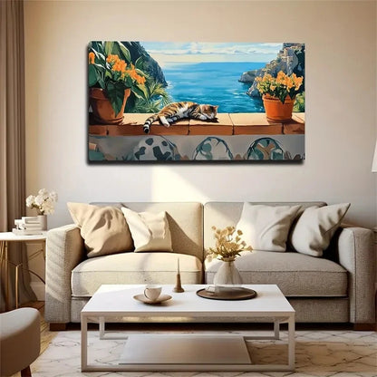 Beautiful Sea View Buildings Wall Art Canvas Office Home Room Framed 120x60cm