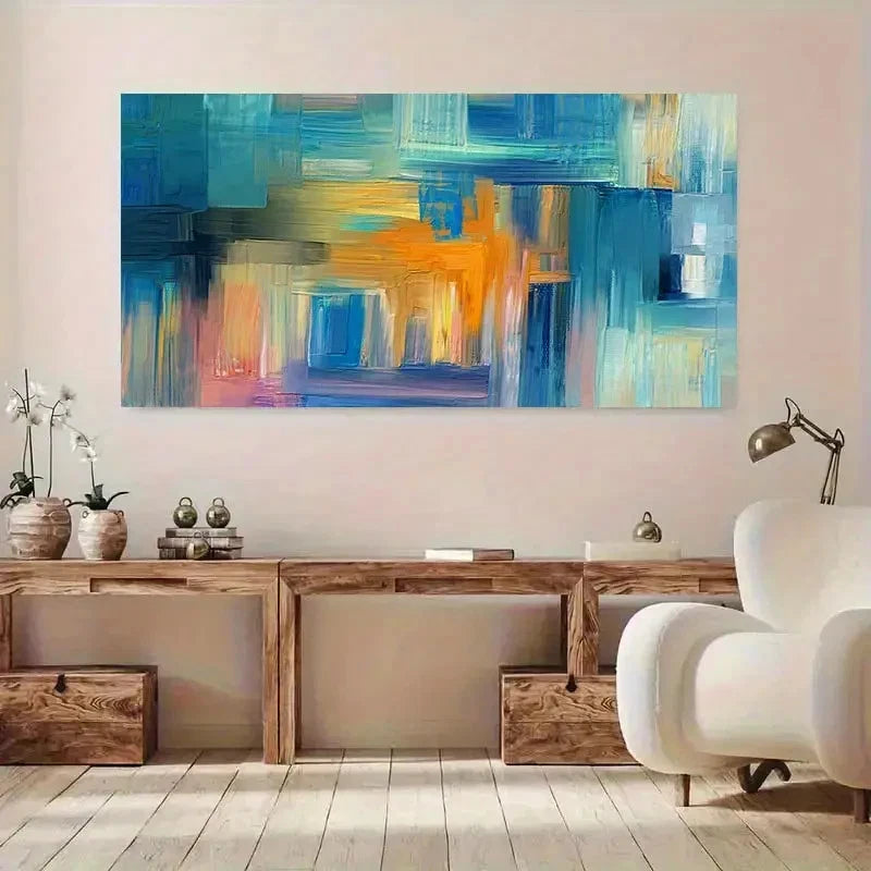 Geometric Graffiti Modern Wall Art Canvas Office Home Room Framed 120x60cm