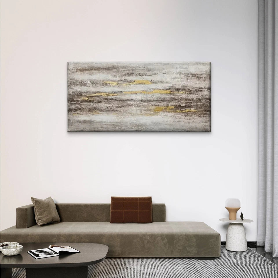 Carpet Grey Yellow Design Wall Art Canvas Office Home Room Framed 120x60cm