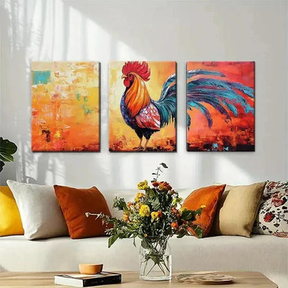 3pcs Colorful Farmhouse Animal Vibrant Wall Art Canvas Unframed - High Quality Print 100% Australian Made Wall Canvas - Bella Home Decor