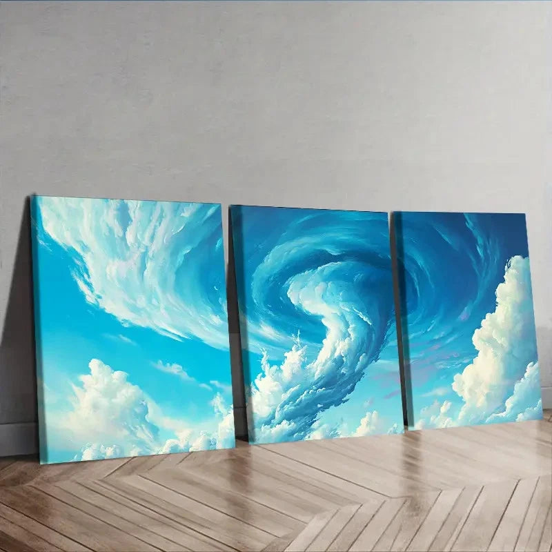 3pcs Tornado Wall Art Set Canvas Framed 60x90cm - High Quality Print 100% Australian Made Wall Canvas Ready to Hang - Bella Home Decor