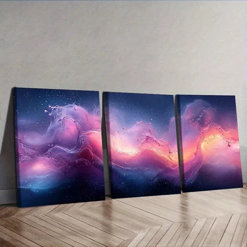 3 PCS Purple And Light Blue Water Wall Art Set Canvas Unframed - High Quality Print 100% Australian Made Wall Canvas