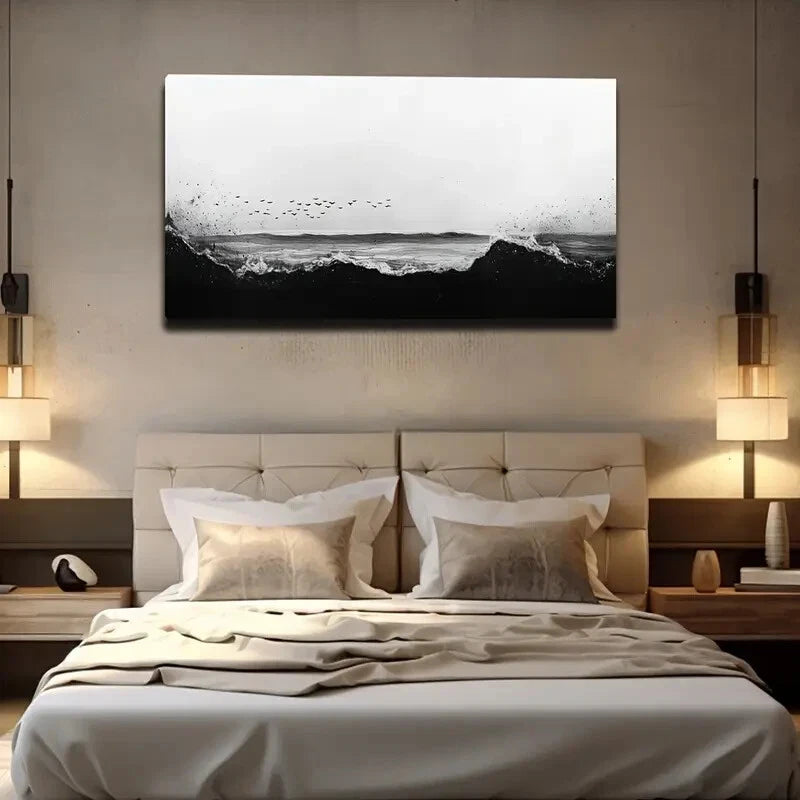 Dynamic Seascape Birds Soaring Wall Art Canvas Office Home Room Framed 120x60cm - Bella Home Decor