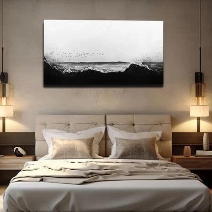 Dynamic Seascape Birds Soaring Wall Art Canvas Office Home Room Framed 120x60cm - Bella Home Decor