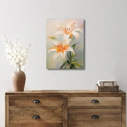 Beautiful Elegant Lily Flower Painting 60x90cm Metal Print Ready to Hang