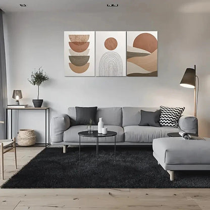 3pcs Neutral Colors Abstract Geometric Metal Print Ready to Hang Art