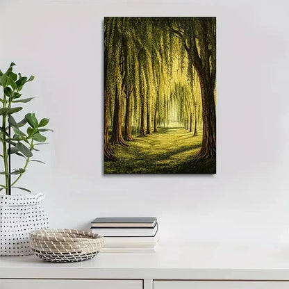 Beautiful Flourishing Willow Forest Serene Green 40x60cm Metal Print Ready to Hang - Bella Home Decor