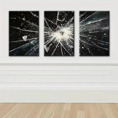 3pcs Broken Glass Design Metal Print Ready to Hang Art - Bella Home Decor