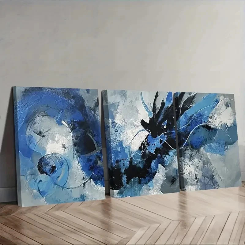 3pcs Abstract Expressionist Painting With Bold Wall Art Set Canvas Framed 50x70cm - High Quality Print 100% Australian Made Wall Canvas Ready to Hang - Bella Home Decor