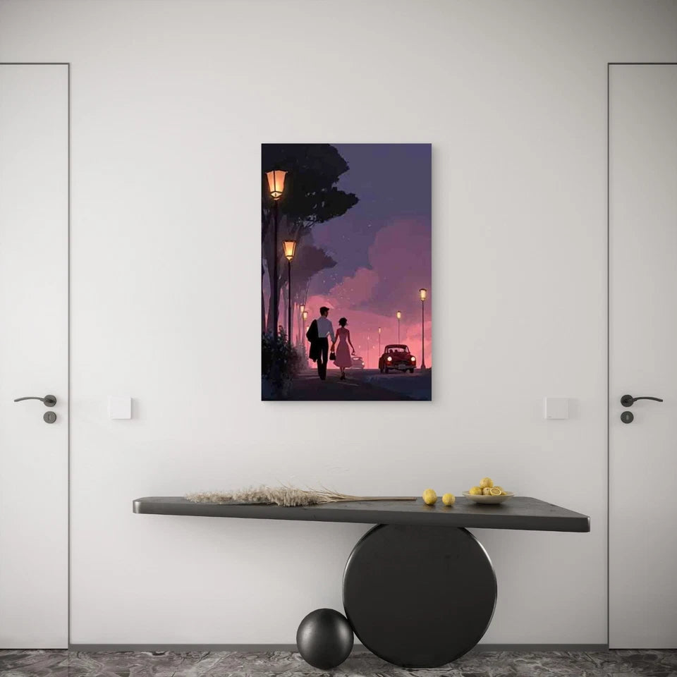 Evening Stroll Romance Metal Print Ready to Hang Metal Print Ready to Hang