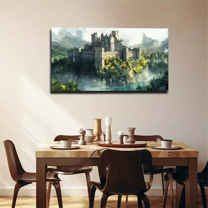 Enchanted Fairy Tale Castle Wall Art Canvas Office Home Room Framed 120x60cm