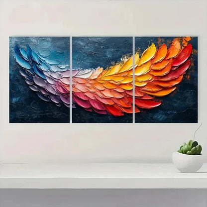 3pcs Abstract Colorful Wing EW Wall Art Set Canvas Unframed - High Quality Print 100% Australian Made Wall Canvas - Bella Home Decor