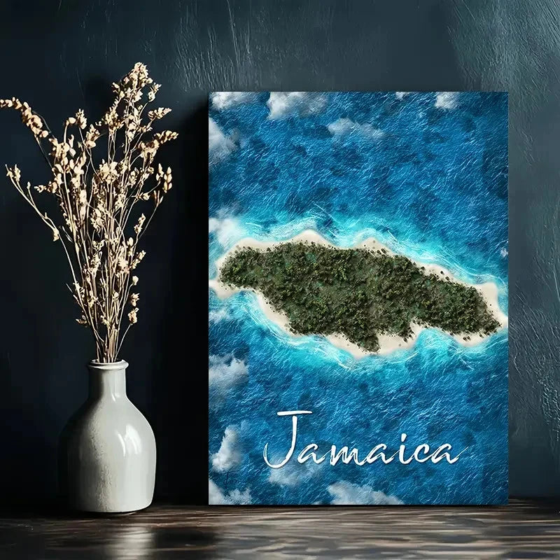 Jamaica Tropical Caribbean Island Landscape Travel Poster Print Wall Art