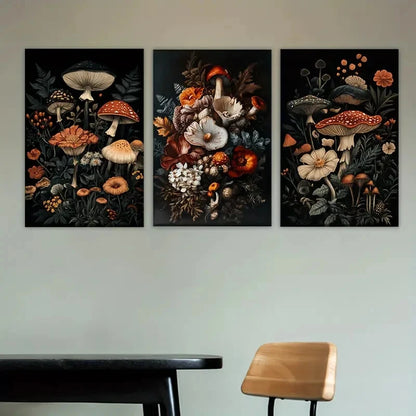 3pcs a bunch of flowers and mushrooms Wall Art Set Canvas Framed 60x90cm - High Quality Print 100% Australian Made Wall Canvas Ready to Hang - Bella Home Decor