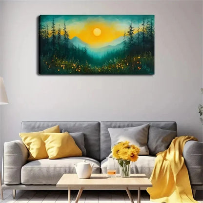 The Sun Radiates Bright Light Wall Art Canvas Office Home Room Framed 120x60cm - Bella Home Decor