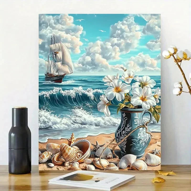 Beautiful Beach Scene With Waves Crashing  40x60cm Metal Print Ready to Hang