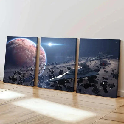 3pcs Sci-Fi Movie Spaceships Space & Meteorite Wall Art Set Canvas Framed 40x60cm - High Quality Print 100% Australian Made Wall Canvas Ready to Hang - Bella Home Decor