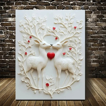 Beautiful Featuring a Romantic Deer Scene 40x60cm Metal Print Ready to Hang - Bella Home Decor