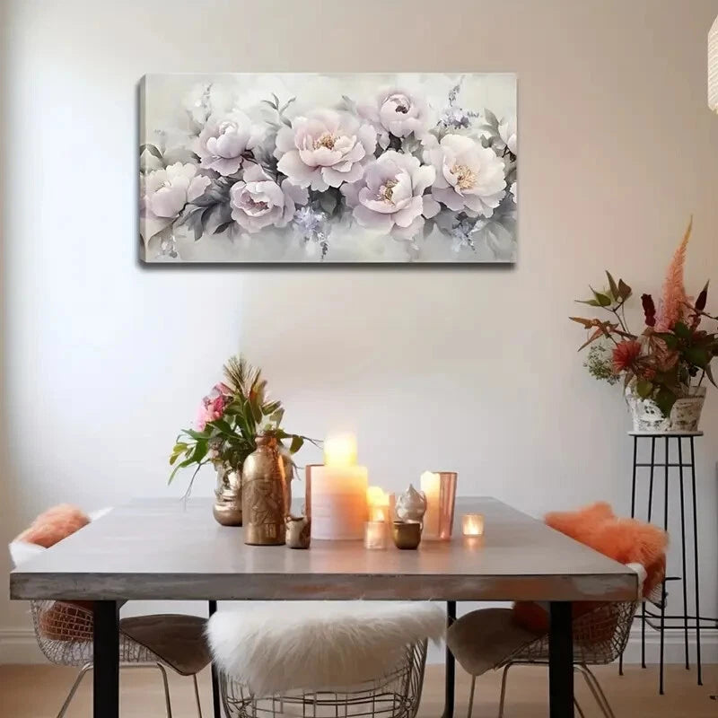 Pink Peony Flower Rich Petal Wall Art Canvas Office Home Room Framed 120x60cm - Bella Home Decor