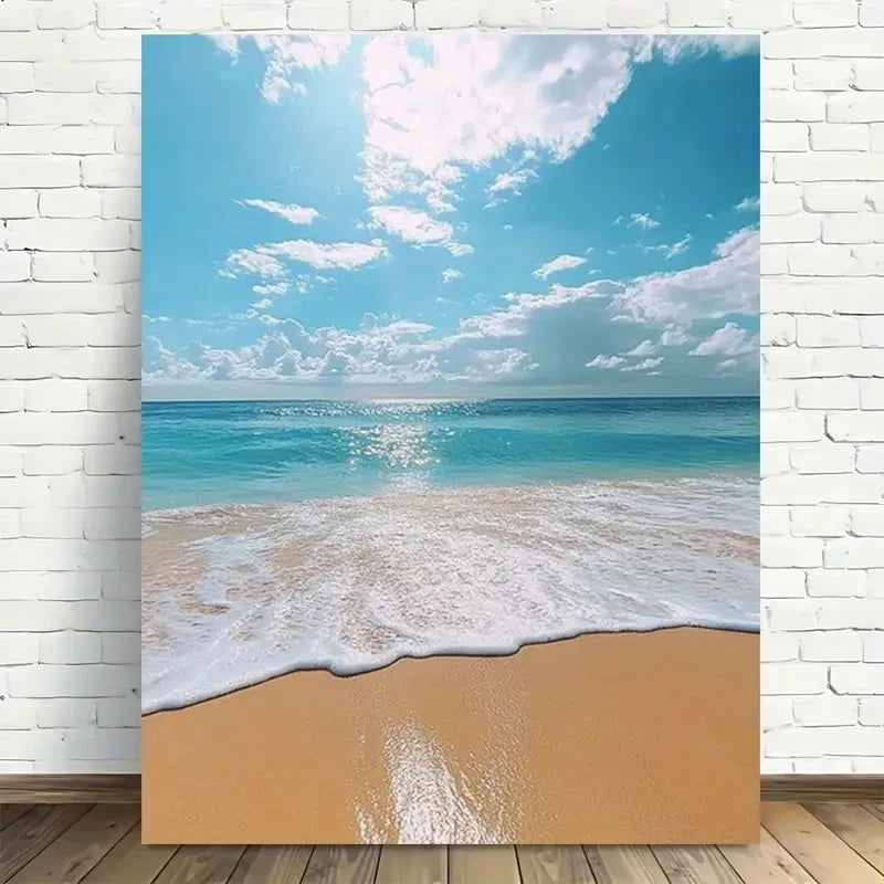 Beautiful Beach Sunset Serenity Painting  40x60cm Metal Print Ready to Hang