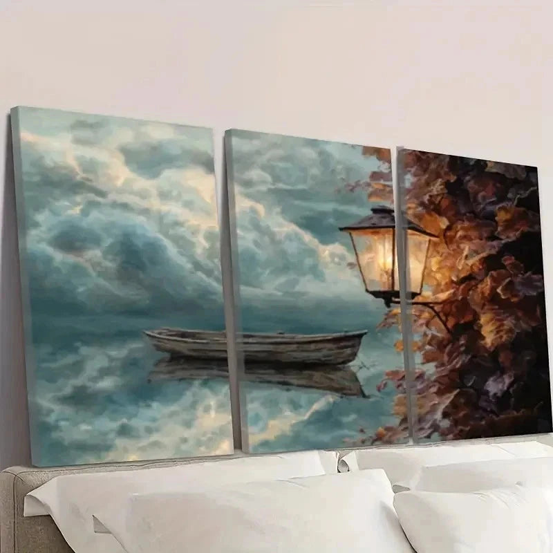 3pcs Simulation Oil Painting Wall Art Set Canvas Framed 50x70cm - High Quality Print 100% Australian Made Wall Canvas Ready to Hang