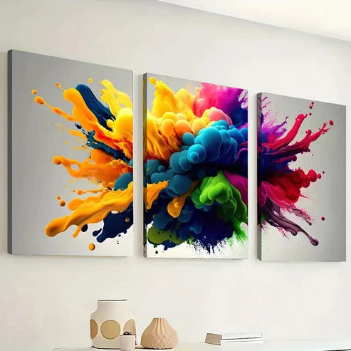 3pcs Fashion Color Explosion Modern Perfect Wall Art Canvas Unframed - High Quality Print 100% Australian Made Wall Canvas