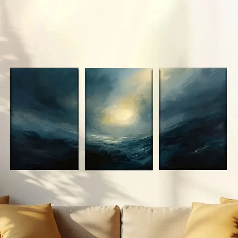 3pcs dark abstract gothic moon 60x90cm - High Quality Print 100% Australian Made Wall Canvas Ready to Hang - Bella Home Decor