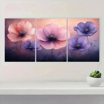 3pcs Blush Pink & Lavender BP Wall Art Canvas Unframed – High Quality Print 100% Australian Made Wall Canvas - Bella Home Decor