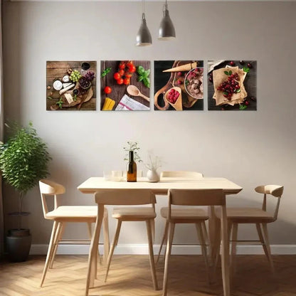 4pcs Colorful Fruit Wall Art Canvas Framed