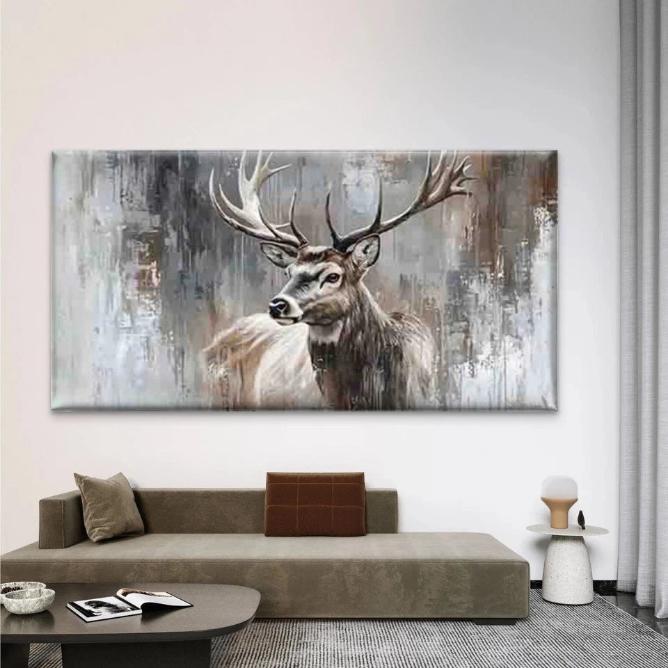Realistic Deer Vintage Wall Art Canvas Office Home Room Framed 120x60cm