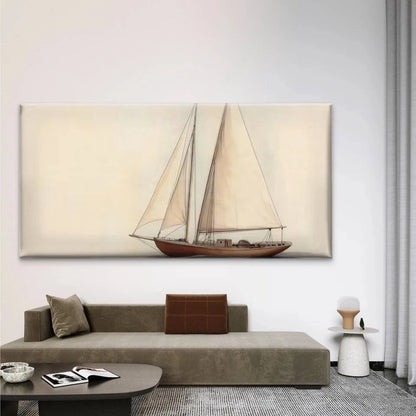 Vintage Sailboat Nautical Wall Art Canvas Office Home Room Framed 120x60cm