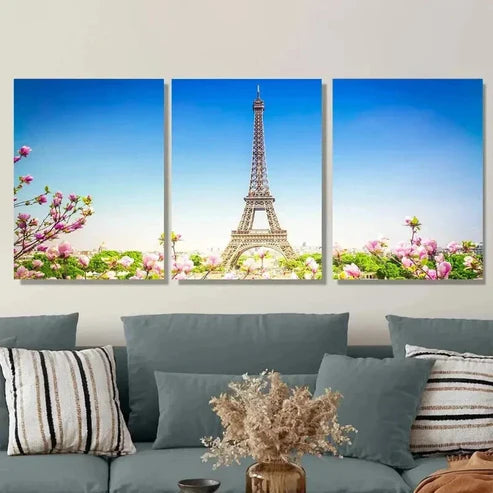 3pcs Paris Eiffel Tower Paintings Wall Art Set Canvas Unframed - High Quality Print 100% Australian Made Wall Canvas