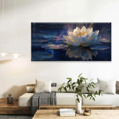 Glow Elegant Lotus with Waters Wall Art Canvas Office Home Room Framed 120x60cm