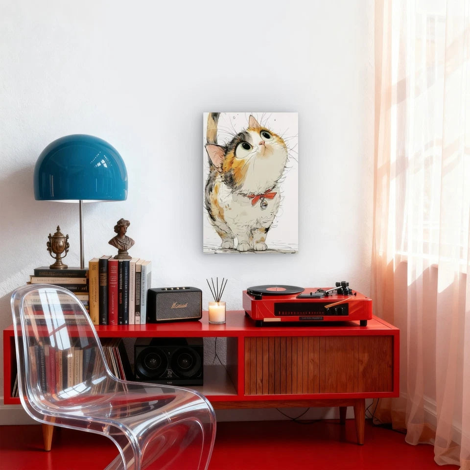 Uplooking Kitten Wonder Metal Print Ready to Hang
