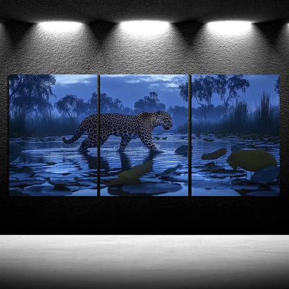 3pcs Water Surface Blue Themed Animal Nature Metal Print Ready to Hang Art - Bella Home Decor