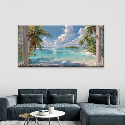 Tropical Palm Tree Wall Art Canvas Office Home Room Framed 120x60cm