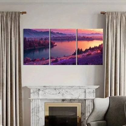 3pcs Abstract Mountains Forests and Sunsets Wall Art Set Canvas Framed 60x90cm - High Quality Print 100% Australian Made Wall Canvas Ready to Hang - Bella Home Decor