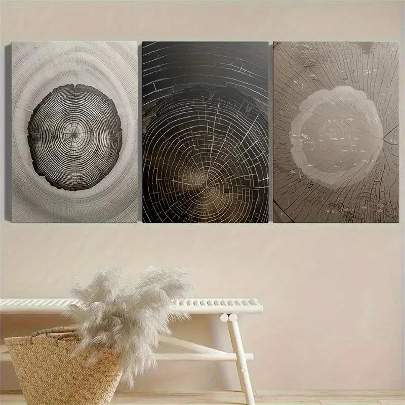 3pcs Vintage Tree Line Wall Art Set Canvas Framed 40x60cm - High Quality Print 100% Australian Made Wall Canvas Ready to Hang