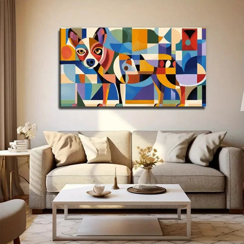 An interesting Dog Wall Art Canvas Office Home Room Framed 120x60cm
