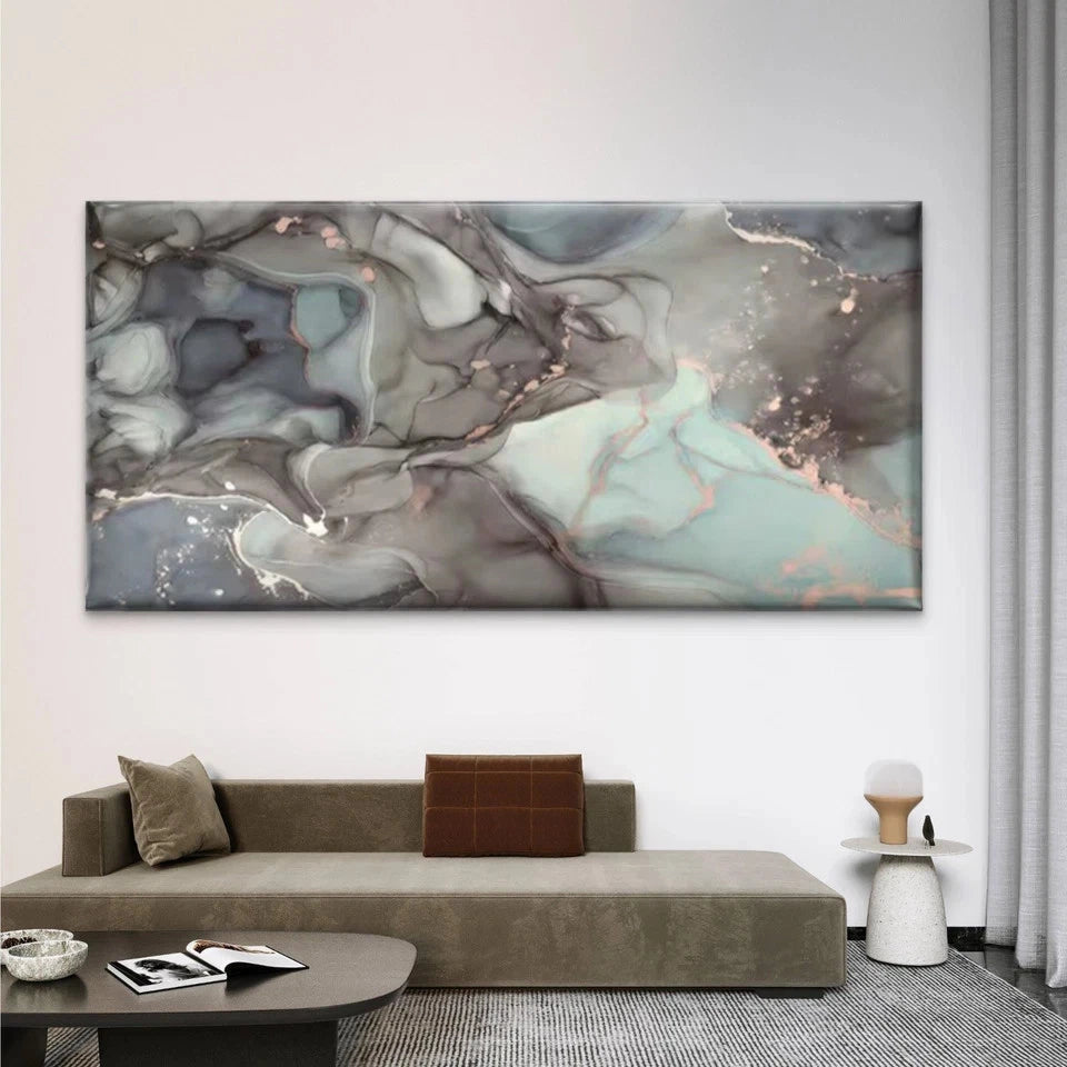 Elegant Marble Abstract Wall Art Canvas Office Home Room Framed 120x60cm