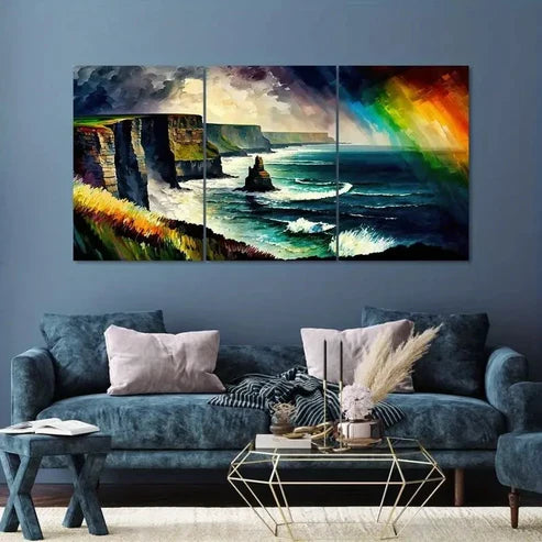 3pcs Beach Scene with Lush Greenery Wall Art Canvas Unframed - High Quality Print 100% Australian Made Wall Canvas - Bella Home Decor
